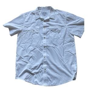 Gibson Mens/Teen White Western Snap button down shirt Size Large Cowboy